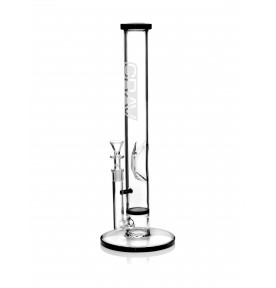 Large, Black Accent Straight Base W/ Disc Water Pipe